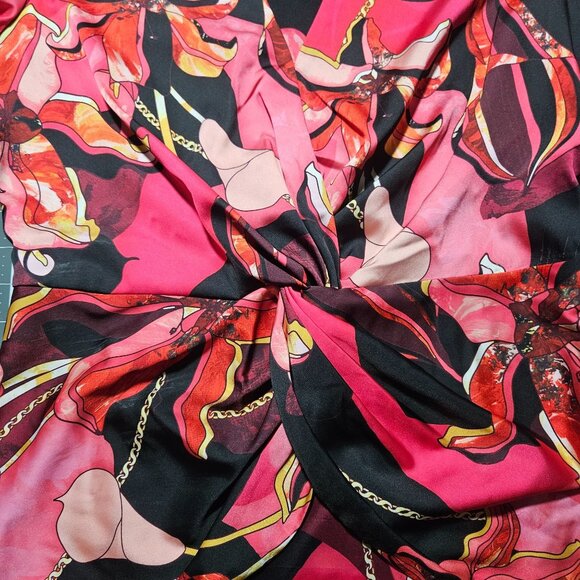 INC Women’s Twist Blouse Pink Print 6 Maximalist Power Top Night Out Bold - Picture 5 of 13